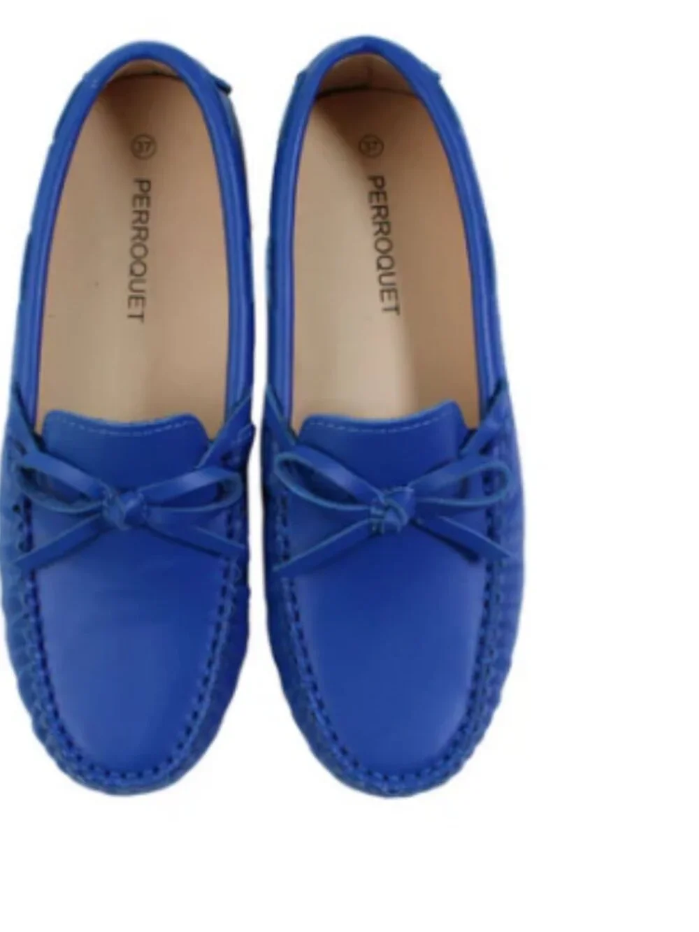 Perroquet Blue Leather Loafer with Bow